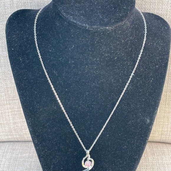 Women Necklace Fashion Jewelry Faux Pink Stone Pendant Chain - Picture 3 of 12